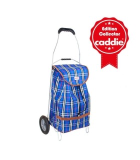 Caddie 2 roues bleu écossais 40L, poussette de marché fabriqué en france