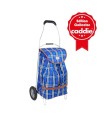 Caddie 2 roues bleu écossais 40L, poussette de marché fabriqué en france