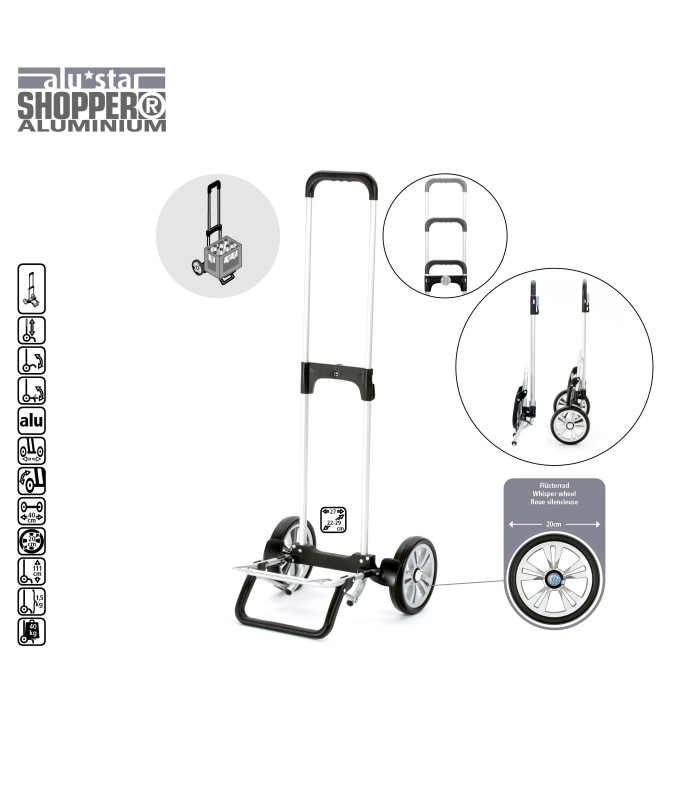 Chassis chariot Alu Star Shopper, caddy 2 roue