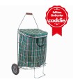 Caddie 2 roues pliant écossais vert - poussette de marché 60 litres fabriquée en france