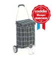 Caddie 2 roues 40L avec Cage pliable Vert Ecossais - poussette de marché fabriquée en France