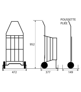 Caddie 2 roues 40L avec Cage pliable Vert Ecossais - poussette de marché informations dimensions