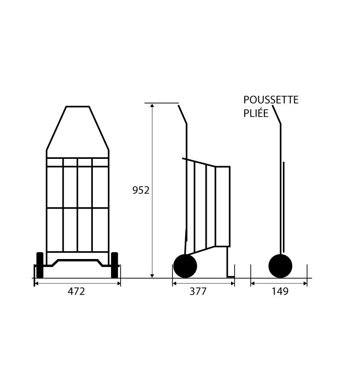 Caddie 2 roues 40L avec Cage pliable Vert Ecossais - poussette de marché informations dimensions