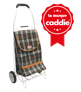 Caddie 2 roues vert écossais 40L, poussette de marché fabriquée en france