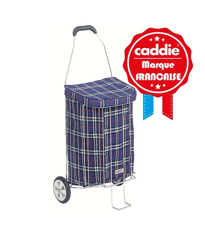 Caddie 2 roues 40L avec Cage pliable Bleu Ecossais france