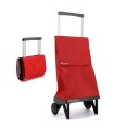 Chariot de courses plegamatic rouge, caddie course 2 roues pliable