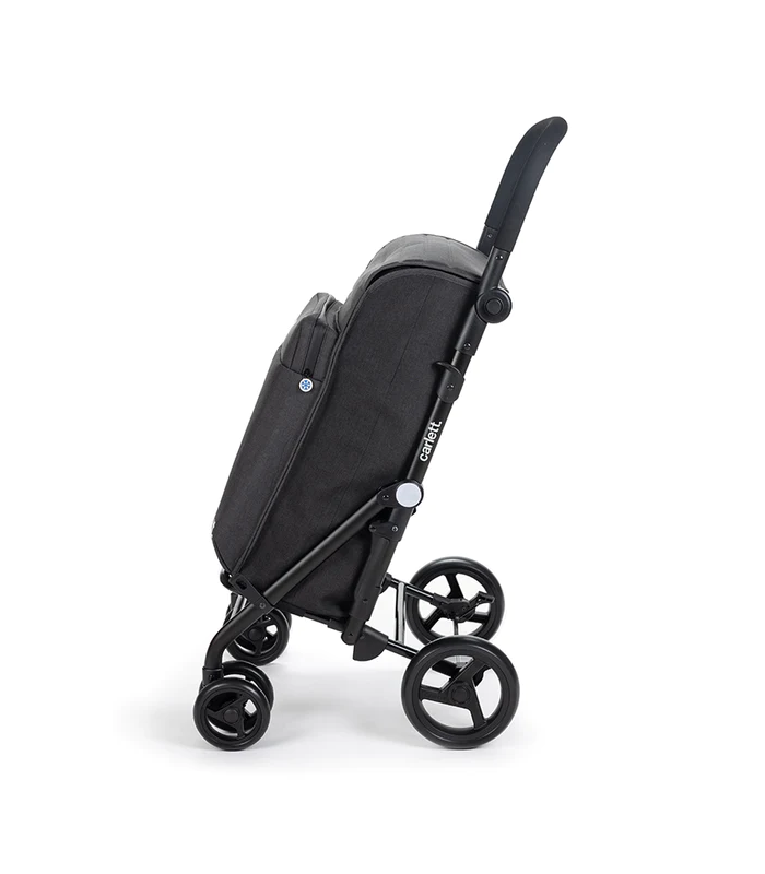 Chariot de Courses 4 Roues Urban Family Carlett - Sac Caddie Noir - Poussette de Marché