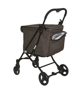 Chariot de Course Pliable Oslo Karways taupe moka - poussette de marché