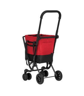 Chariot de Marché à Pousser Easy Go Playmarket - Sac course rouge - poussette marché 4 roues