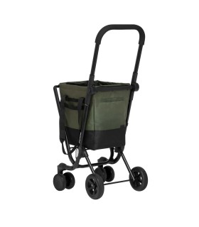 Chariot de Marché à Pousser Easy Go Playmarket - Sac course vert olive - poussette marché 4 roues