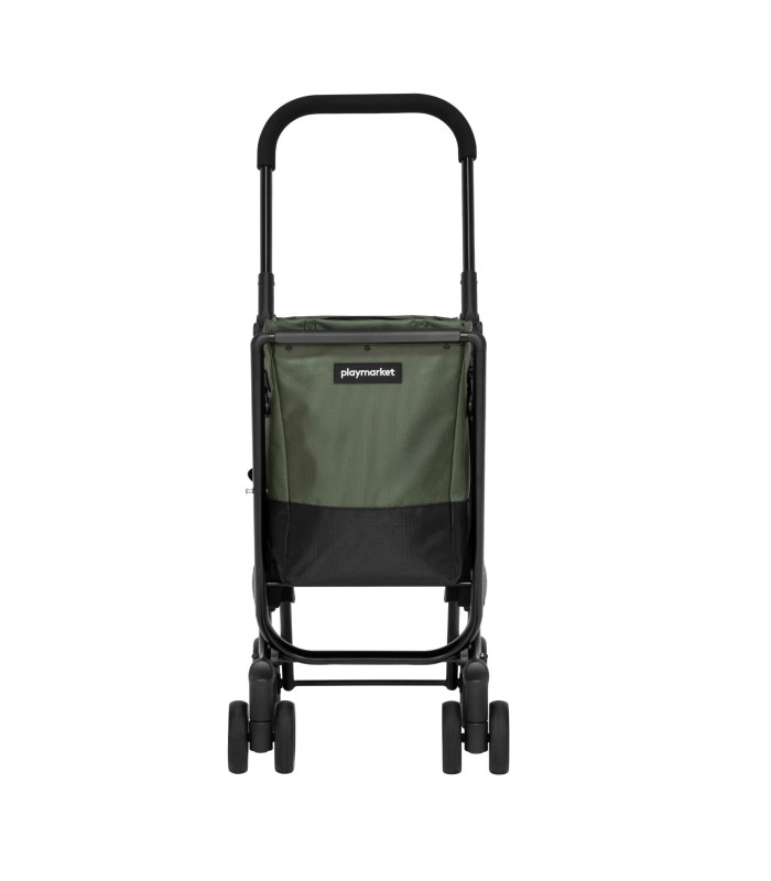 Chariot de Marché à Pousser Easy Go Playmarket - Sac course vert olive - poussette marché 4 roues