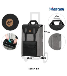 Andersen Shopper - Sac Senta gris version 2024 - poussette marché