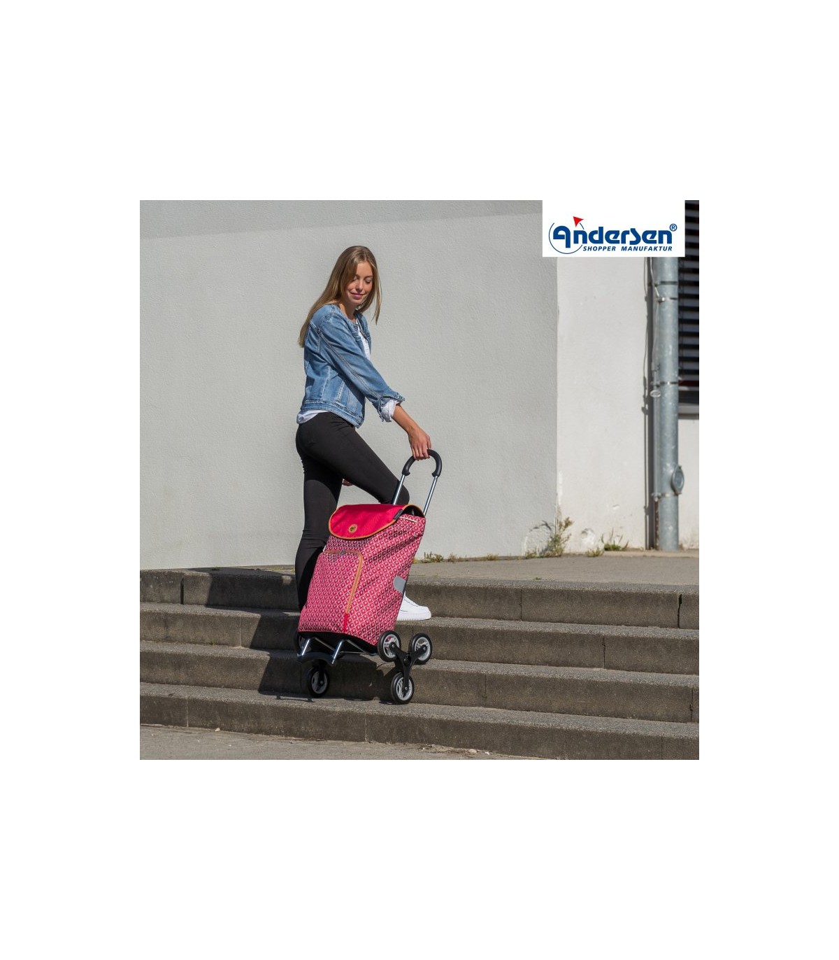 Chariot Andersen monte escalier Scala Shopper Famke rouge