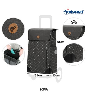 sac caddy course andersen sofia gris - poussette marché