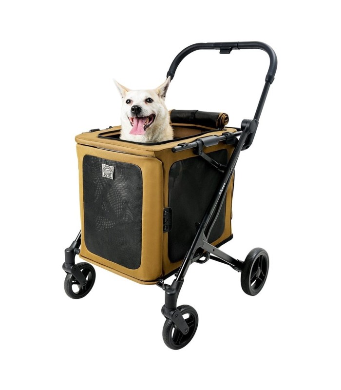 Poussette pour chien BigBuddy Camel, cage souple 2-en-1 avec hamac intégré