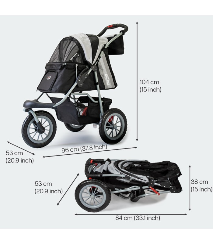 Poussette Chien Innopet Pneumatique Comfort Air Black Silver