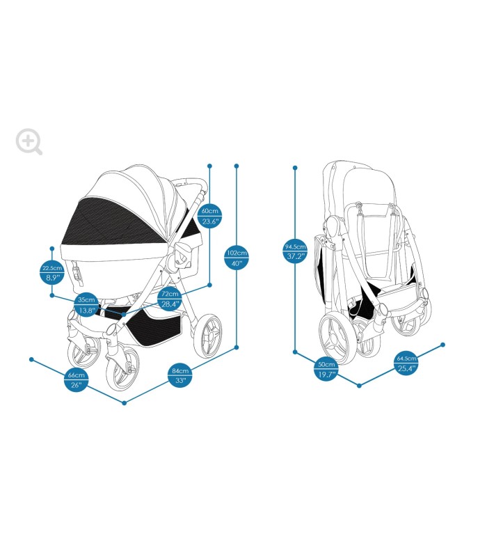 Poussette Ibiyaya Retro Luxe Stroller Prism Black