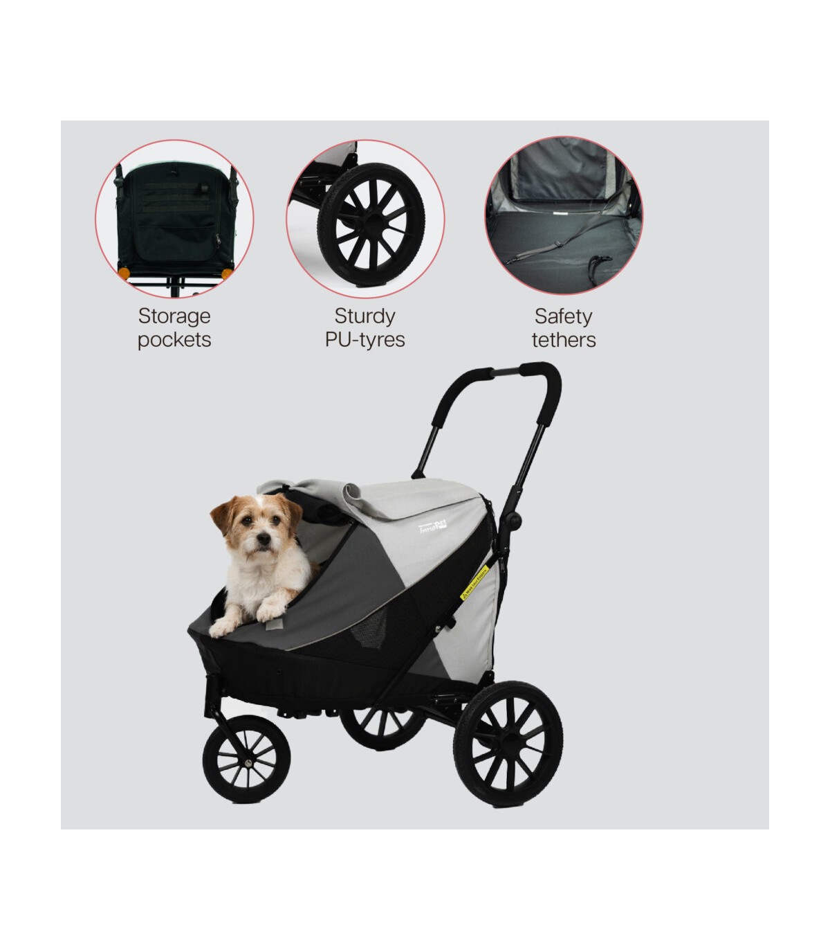 Poussette Chien 3 roues InnoPet Noah Pebble & Stone