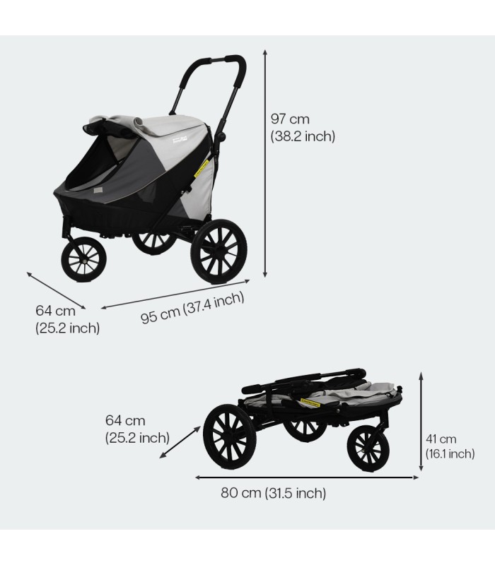 Poussette Chien 3 roues InnoPet Noah Pebble & Stone