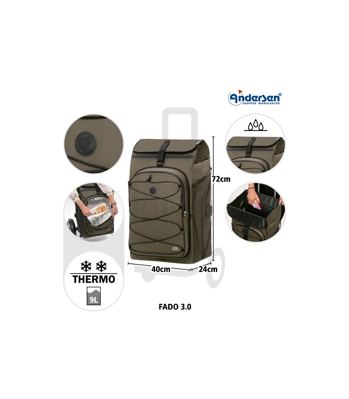 dimensions du Sac Fado olive 3.0 Andersen