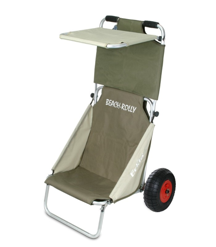 ECKLAROOF - Chariot de plage Rolly olive - chariot siège eckla loisirs